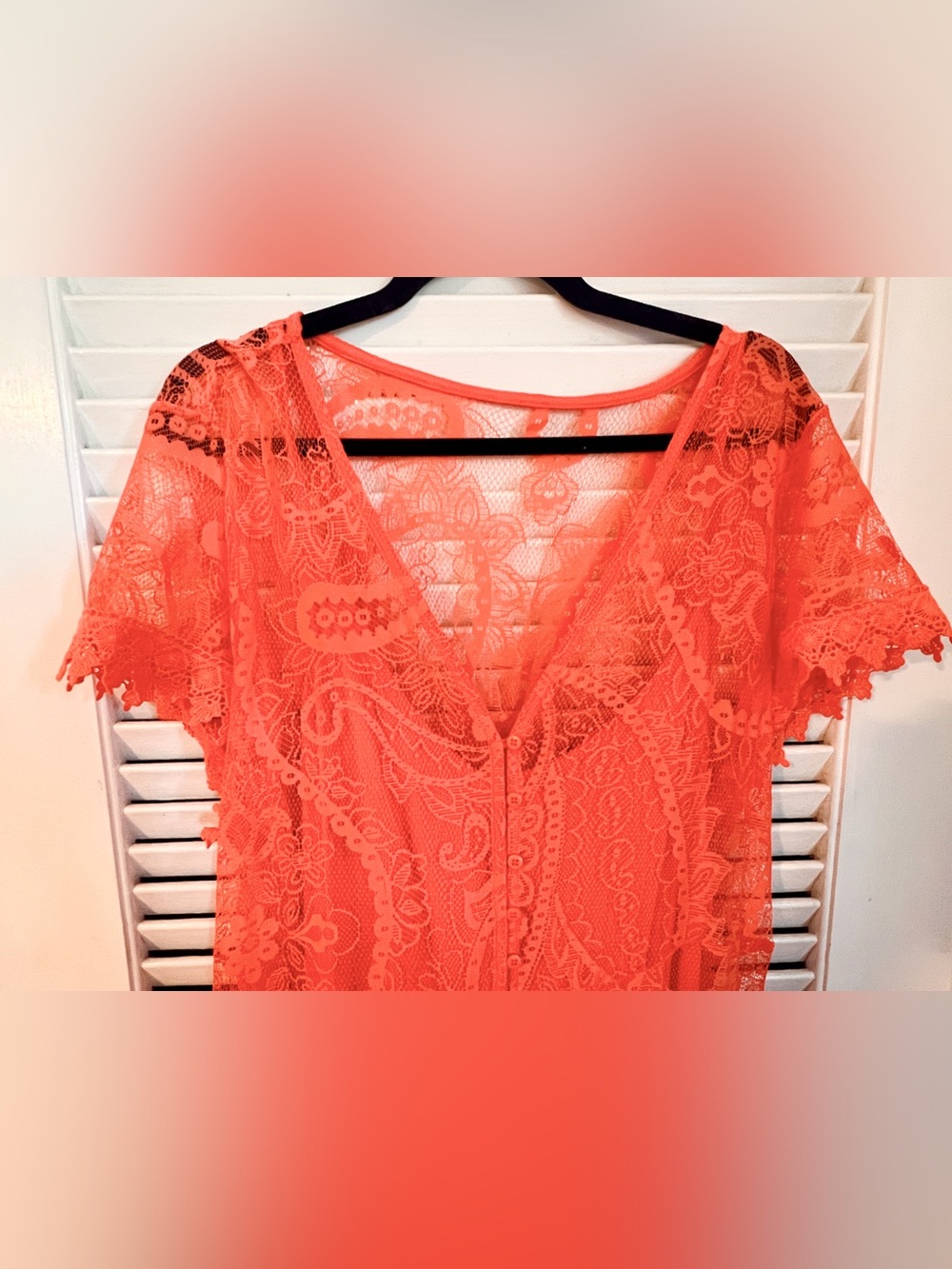 Torrid Coral Flowy Lace V-Neck Maxi Dress New with Tags 3X 22/24 - Picture 2 of 6
